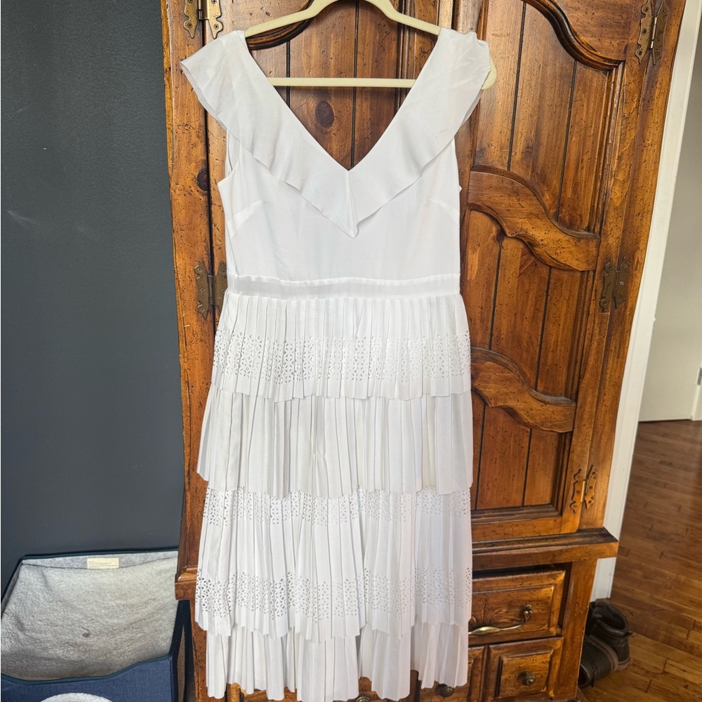 Banana Republic White Pleated Midi Dress
